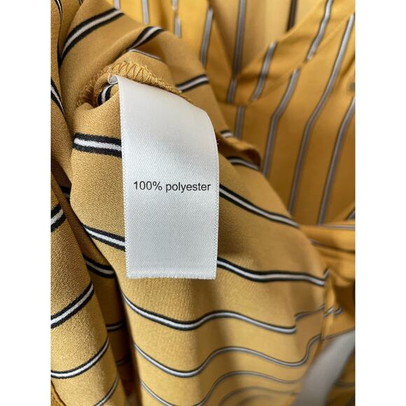 Maurices Goldenrod yellow Blouse Long Sleeve Top Striped XL Zipper Roll Tab - Picture 5 of 6
